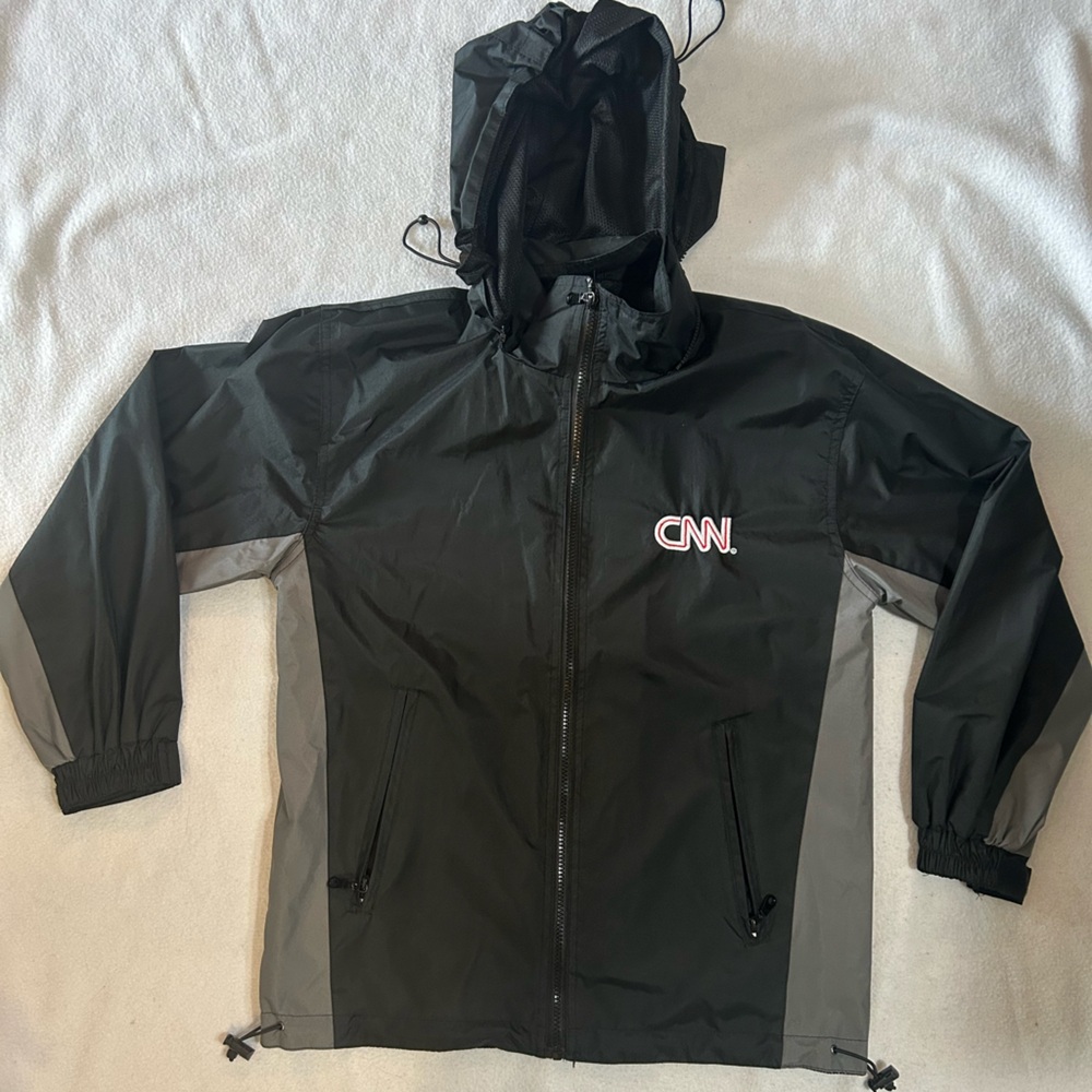 Black and Gray CNN Windbreaker Jacket